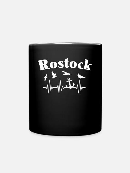 Rostock EKG Herzlinie Rostocker - Tasse einfarbig - Schwarz