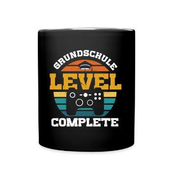 Grundschule Level Complete Gamer Junge - Tasse einfarbig - Schwarz - Vorne