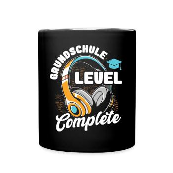 Grundschule Level Complete Gamer Junge - Tasse einfarbig - Schwarz - Vorne