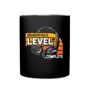 Grundschule Level Complete Gamer Junge - Tasse einfarbig - Schwarz - Vorne