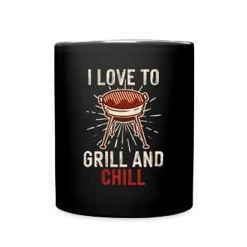 Liebe Grillen Und Chillen Grillliebhaber Griller - Tasse einfarbig - Schwarz - Vorne