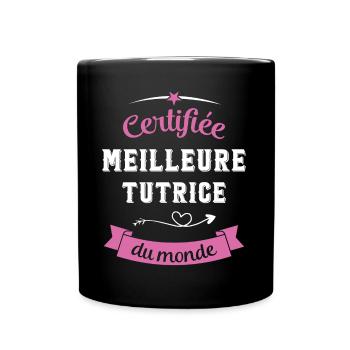 Certifiée meilleure tutrice du monde - Mug uni - noir - Devant