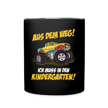 Kindergarten Jungen Monstertruck - Tasse einfarbig - Schwarz - Vorne