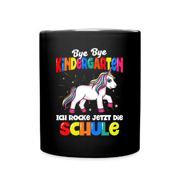 Einhorn Schulbeginn Schulanfänger Schulkind - Tasse einfarbig - Schwarz - Vorne