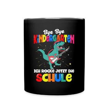 Dinosaurier Schulbeginn Schulanfänger Schulkind - Tasse einfarbig - Schwarz - Vorne