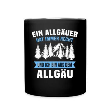Allgäu Sprüche Allgäuer - Tasse einfarbig - Schwarz - Vorne