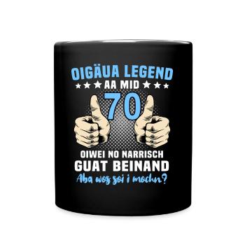 Allgäuer 70. Geburtstag 70 Jahre Allgäu - Tasse einfarbig - Schwarz - Vorne