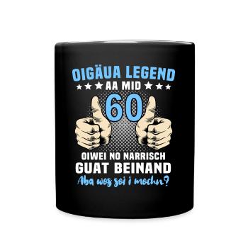 Allgäuer 60. Geburtstag 60 Jahre Allgäu - Tasse einfarbig - Schwarz - Vorne