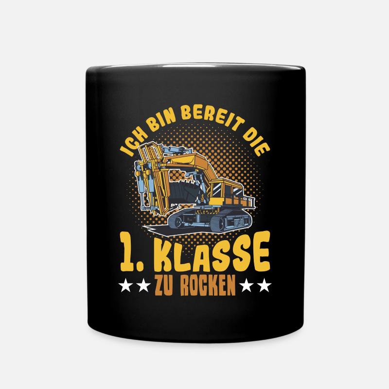 Bagger Schulbeginn Schulanfänger Schulkind - Tasse einfarbig - Schwarz