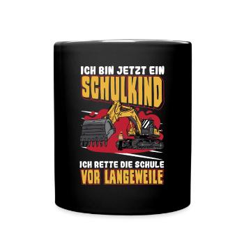 Bagger Schulbeginn Schulanfänger Schulkind - Tasse einfarbig - Schwarz - Vorne
