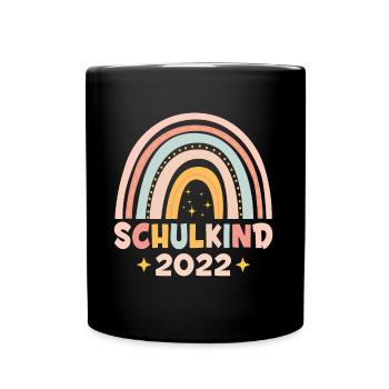 Schulkind 2022 Bunter Regenbogen - Tasse einfarbig - Schwarz - Vorne