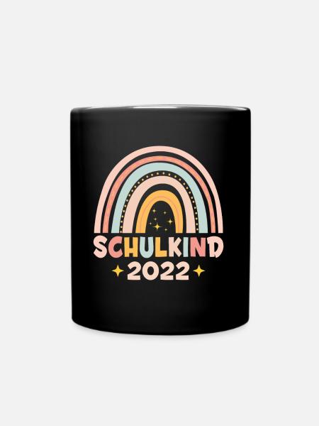 Schulkind 2022 Bunter Regenbogen - Tasse einfarbig - Schwarz