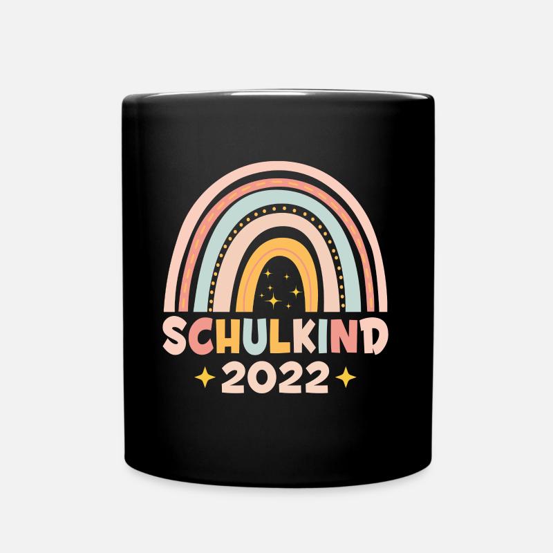 Schulkind 2022 Bunter Regenbogen - Tasse einfarbig - Schwarz
