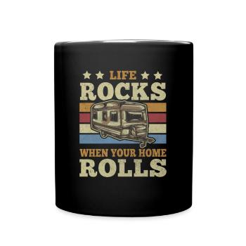 La vie vintage bascule lorsque votre maison roule en camping - Mug uni - noir - Devant