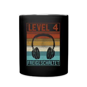 4. Geburtstag Junge Gamer Level 4 Jahre - Tasse einfarbig - Schwarz - Vorne