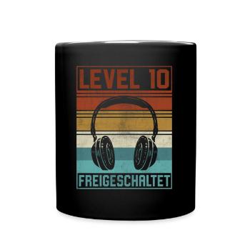 10. Geburtstag Junge Gamer Level 10 Jahre - Tasse einfarbig - Schwarz - Vorne