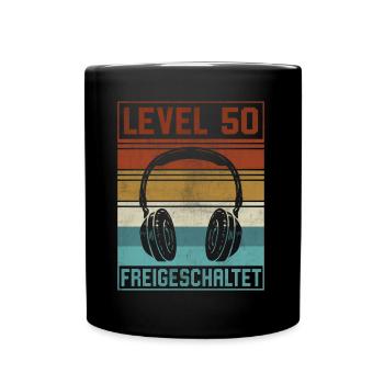 50. Geburtstag Mann Gamer Level 50 Jahre - Tasse einfarbig - Schwarz - Vorne