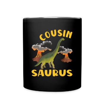 Cousin Saurus Wird Ein Cousin Dinosaurier - Tasse einfarbig - Schwarz - Vorne