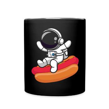 Hot Dog Fast Food Astronaut Astronomy - Full Colour Mug - black - Front