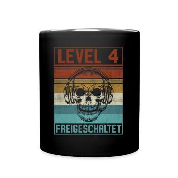 4. Geburtstag Gamer Level 4 Jahre - Tasse einfarbig - Schwarz - Vorne