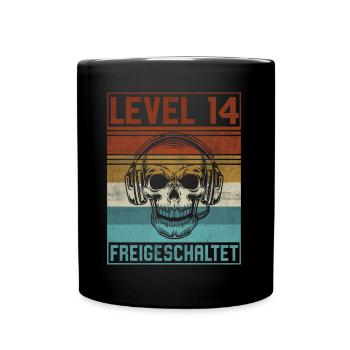 14. Geburtstag Gamer Level 14 Jahre - Tasse einfarbig - Schwarz - Vorne