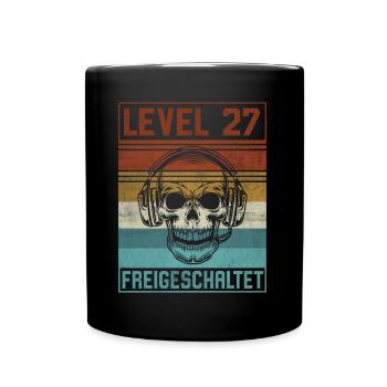 27. Geburtstag Gamer Level 27 Jahre - Tasse einfarbig - Schwarz - Vorne