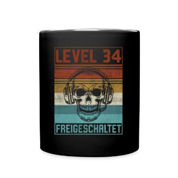 34. Geburtstag Gamer Level 34 Jahre - Tasse einfarbig - Schwarz - Vorne