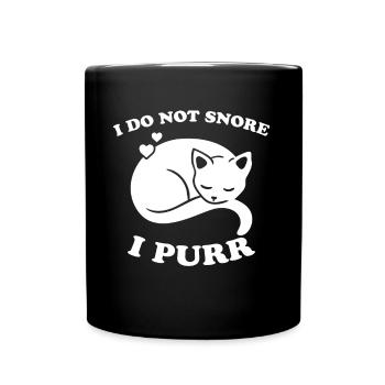 Purring Snoring Funny Saying Cat Gift - Full Colour Mug - black - Front