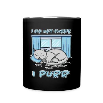 Purring Snoring Funny Saying Cat Gift - Full Colour Mug - black - Front