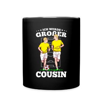 Großer Cousin Ich Werde Fußball Cousins - Tasse einfarbig - Schwarz - Vorne