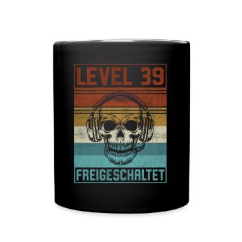 39. Geburtstag Gamer Level 39 Jahre - Tasse einfarbig - Schwarz - Vorne