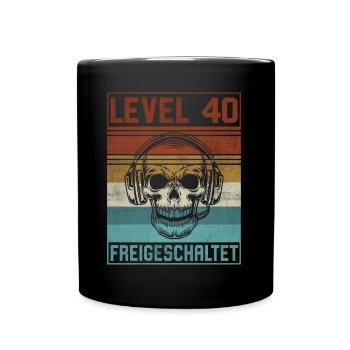 40. Geburtstag Gamer Level 40 Jahre - Tasse einfarbig - Schwarz - Vorne