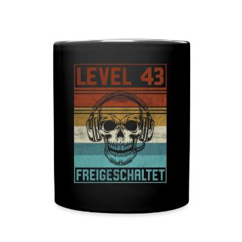 43. Geburtstag Gamer Level 43 Jahre - Tasse einfarbig - Schwarz - Vorne