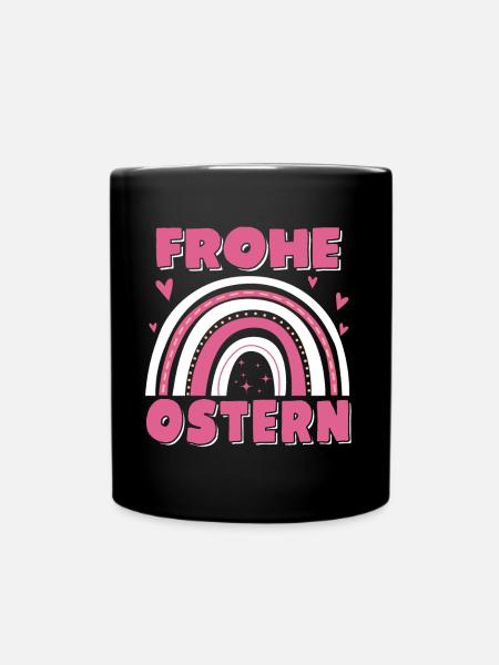 Frohe Ostern Regenbogen - Tasse einfarbig - Schwarz