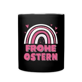Oster Regenbogen Frohe Ostern - Tasse einfarbig - Schwarz - Vorne