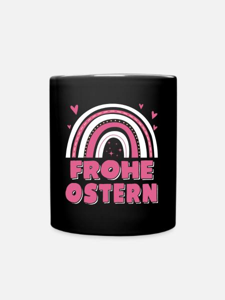 Oster Regenbogen Frohe Ostern - Tasse einfarbig - Schwarz