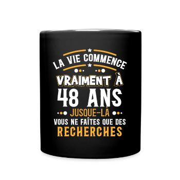 Anniversaire 48 ans, idée cadeau date de naissance - Mug uni - noir - Devant