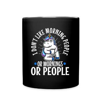 Ich hasse Morgenmenschen - Tasse einfarbig - Schwarz - Vorne