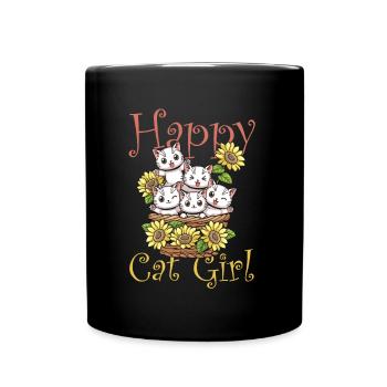 Chat chat heureux Chat Chaton - Mug uni - noir - Devant