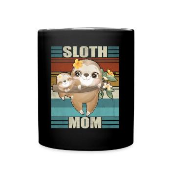 Sloth Mama Flowers Mother's Day Sloth Love - Full Colour Mug - black - Front