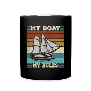 My boat rules sailing Funny captain - Full Colour Mug - black - Front
