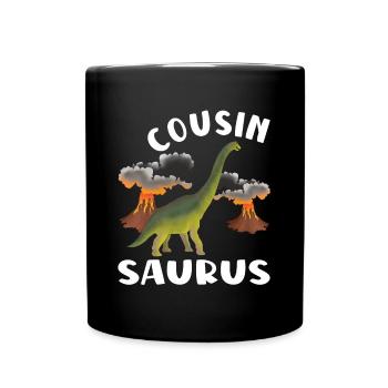 Cousin Wird Ein Cousin Saurus Dinosaurier - Tasse einfarbig - Schwarz - Vorne