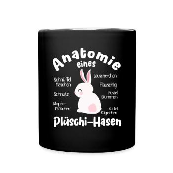 Kaninchen Anatomie eines Plüschi Hasen Liebhaber - Tasse einfarbig - Schwarz - Vorne