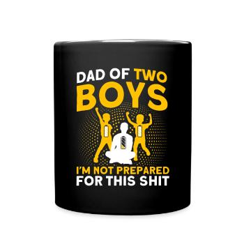Non préparé Père Papa Deux garçons - Mug uni - noir - Devant