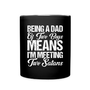 Le père de Satan Papa Deux garçons - Mug uni - noir - Devant