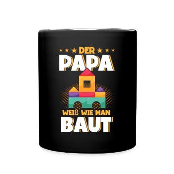 Papa Klemmbaustein Klemmbausteine - Tasse einfarbig - Schwarz - Vorne