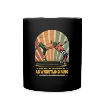 Vintage Wrestling Ring Trampoline Show Fight Event - Full Colour Mug - black - Front
