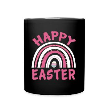 Happy Easter Women Girls Cute Easter Egg Rainbow - Tasse einfarbig - Schwarz - Vorne