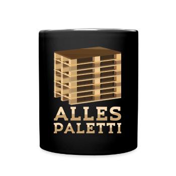 Alles Paletti Lustiges Stapler Gabelstapler - Tasse einfarbig - Schwarz - Vorne