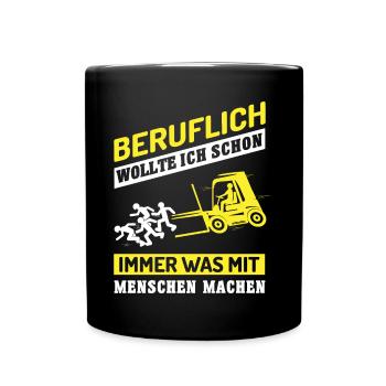 Stapler - Beruflich Was Mit Menschen Machen - Tasse einfarbig - Schwarz - Vorne